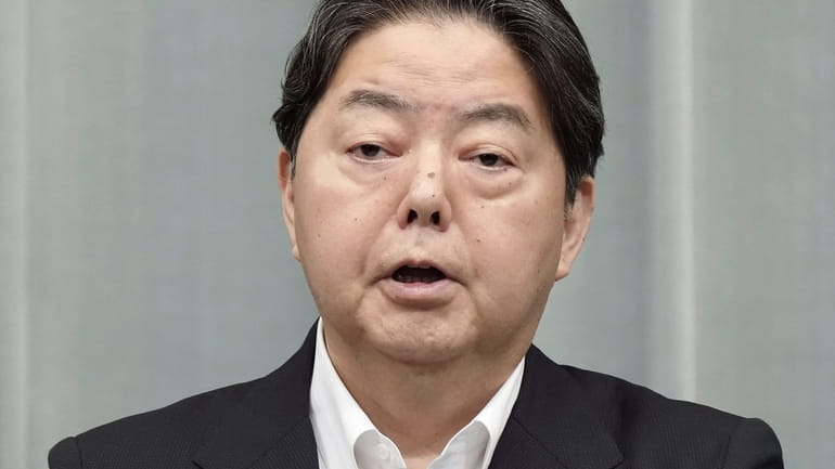 Japan's Chief Cabinet Secretary Yoshimasa Hayashi speaks at a press...