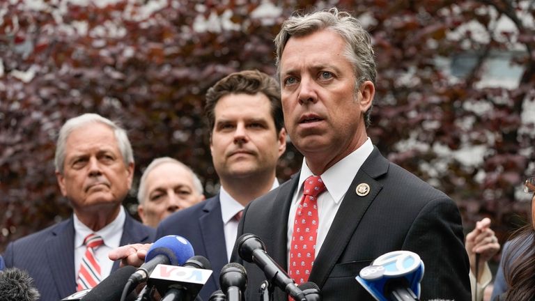 U.S. Rep. Andy Ogles, R-TN., speaks during a news conference...