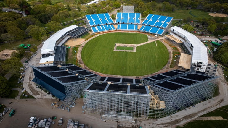 The temporary Nassau County International Cricket Stadium erected at Eisenhower Park...