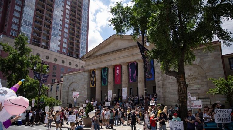 Hundreds of University of the Arts students and supporters protest...