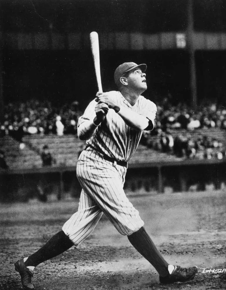 New York Yankees, Babe Ruth at bat, circa 1925. News Photo - Getty