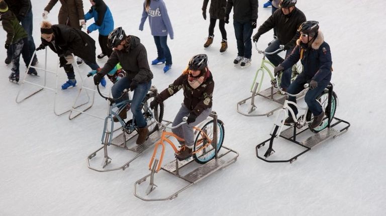 Some people ride ice bicycles when getting around the rink...