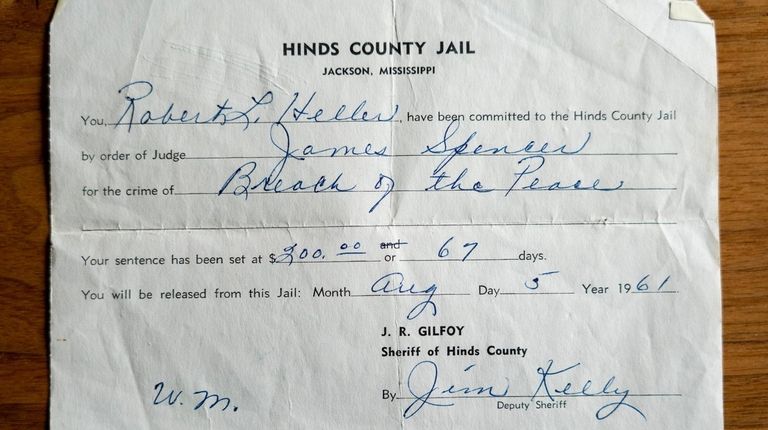 The 1961 sentencing order for Robert Heller in Jackson, Mississippi.