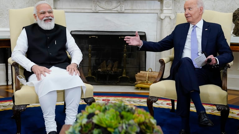 President Joe Biden meets with Indian Prime Minister Narendra Modi...