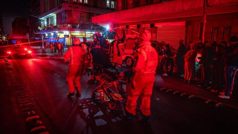 Emergency services gather at the scene of a gas explosion...