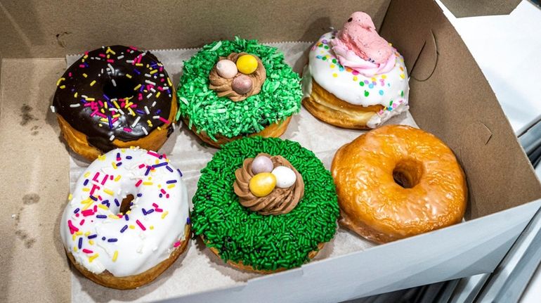 A box of North Fork Doughnut Co. doughnuts at the...