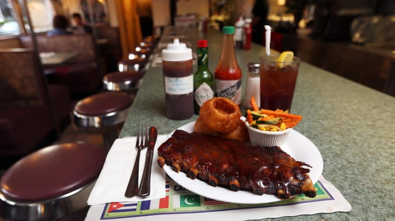 Barbecued ribs at Biscuits & Barbeque in Mineola.