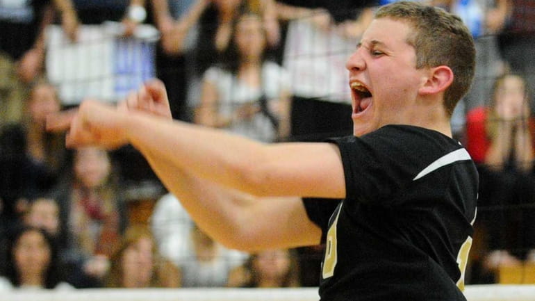 St. Anthony's Matthew Safranek reacts after the clinching point of...