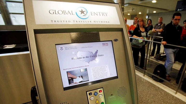 A Global Entry kiosk at Los Angeles International Airport A federal ban...