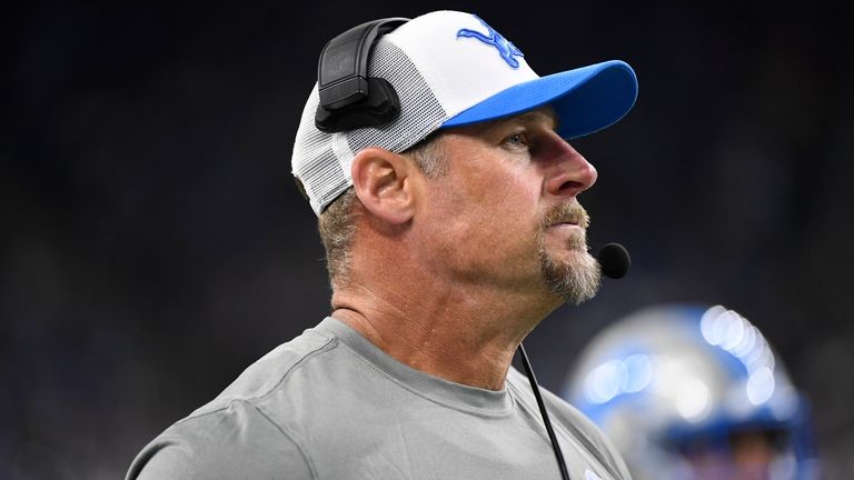 Detroit Lions head coach Dan Campbell on the sideline during...