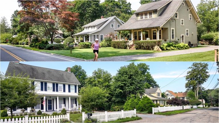 Homes along Main Street, top, and Caroline Avenue in Setauket.