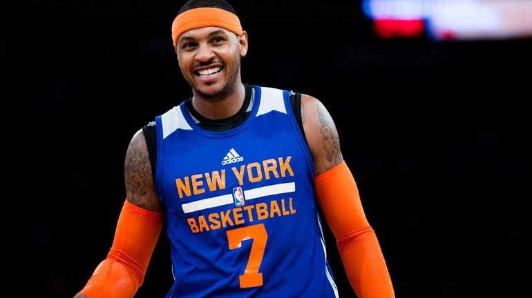 Knicks forward Carmelo Anthony practices at Madison Square Garden on...