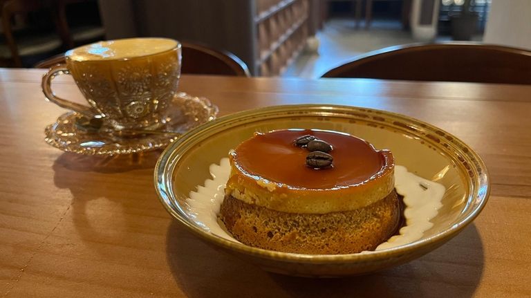 Egg coffee and crème caramel flan with espresso chiffon cake...