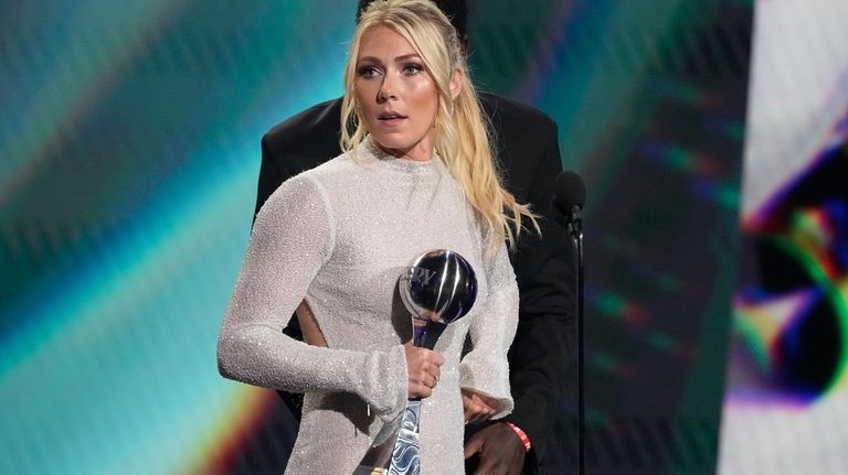 Alpine Skier Mikaela Shiffrin accepts the award for best athlete...