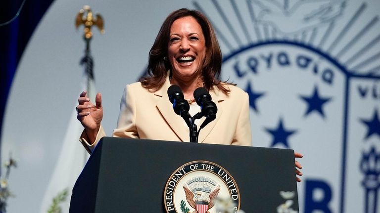 Vice President Kamala Harris speaks during the Zeta Phi Beta...