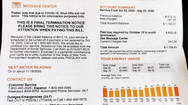 PSEG bills may include a termination notice but a spokeswoman said the...