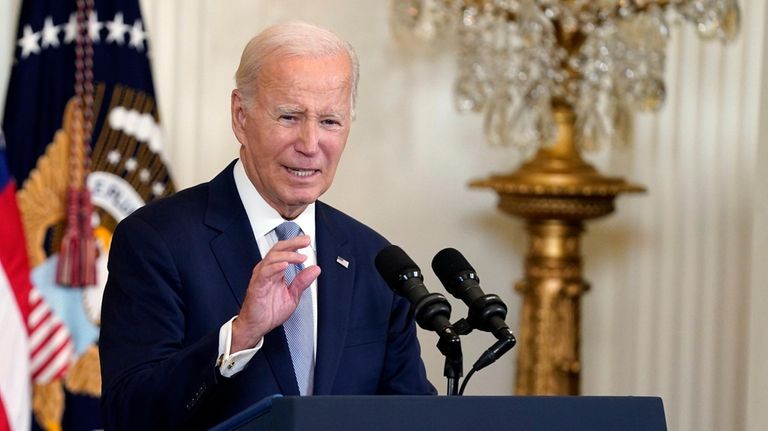 President Joe Biden speaks during an event on prescription drug...