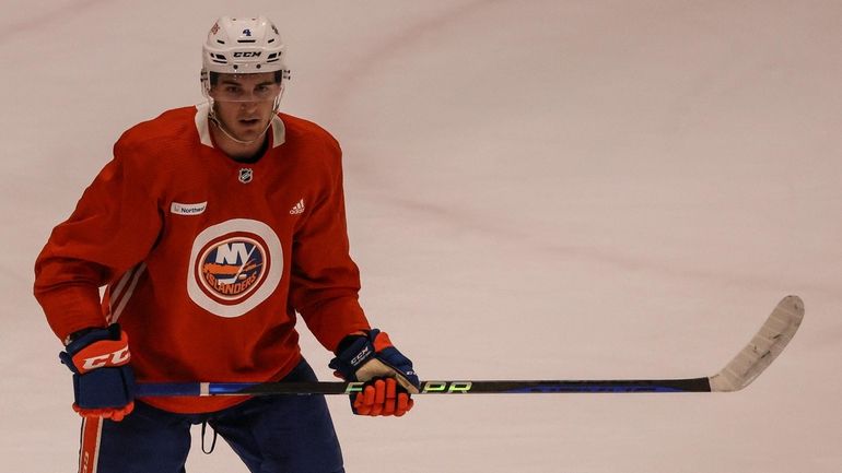 Samuel Bolduc on the first day of Islanders training camp at...