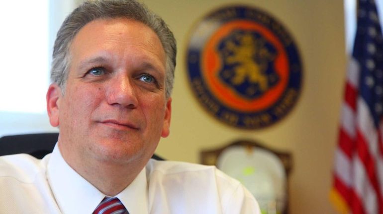 Nassau County Executive Edward Mangano works in his office in...