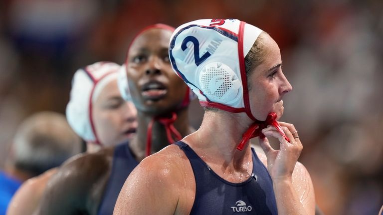 United States' Madeline Musselman reacts after loosing the women's bronze...