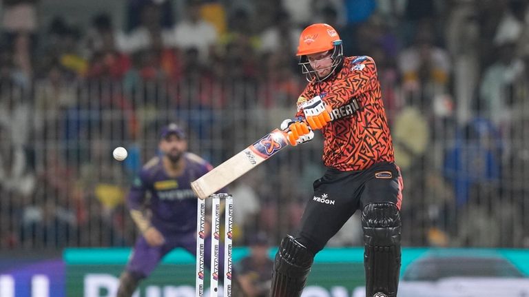 Sunrisers Hyderabad's wicketkeeper Heinrich Klaasen plays a shot during the...