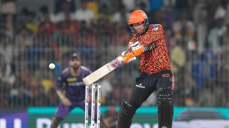 Sunrisers Hyderabad's wicketkeeper Heinrich Klaasen plays a shot during the...