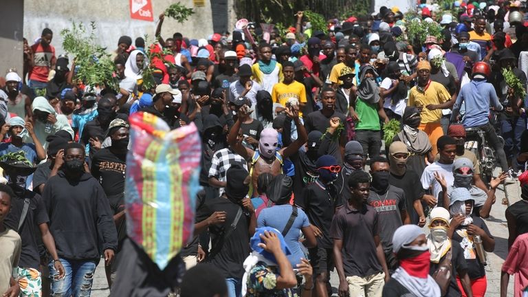 People protest for the police and Prime Minister to take...