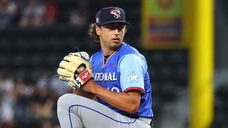 Brandon Sproat of the Mets pitches during the third inning...