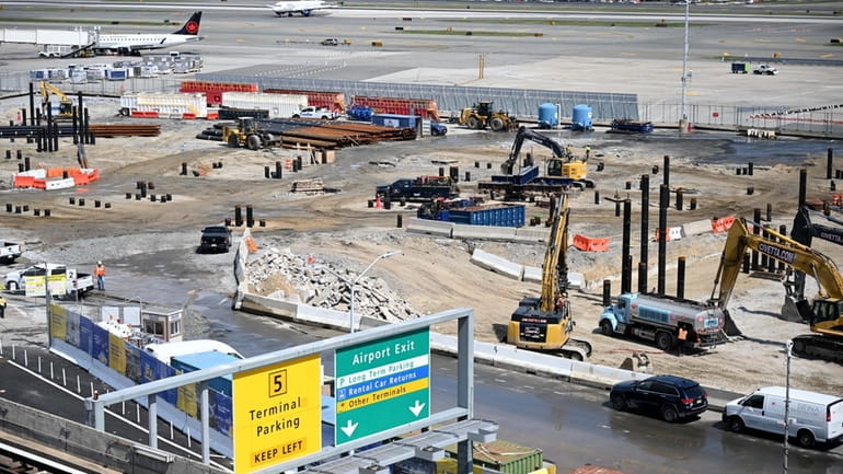 Construction at Kennedy Airport's Terminal 6, part of a huge two-year...