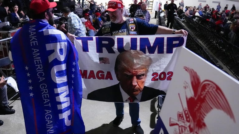 Supporters arrive before Republican presidential candidate former President Donald Trump...