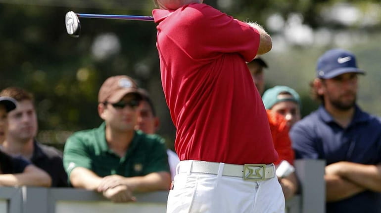 Gary Christian tees off at the second hole during the...