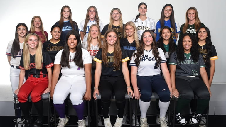 The 2024 Newsday All-Long Island softball team. Front row, from...