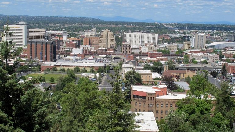 The downtown skyline is shown from the South Hill in...