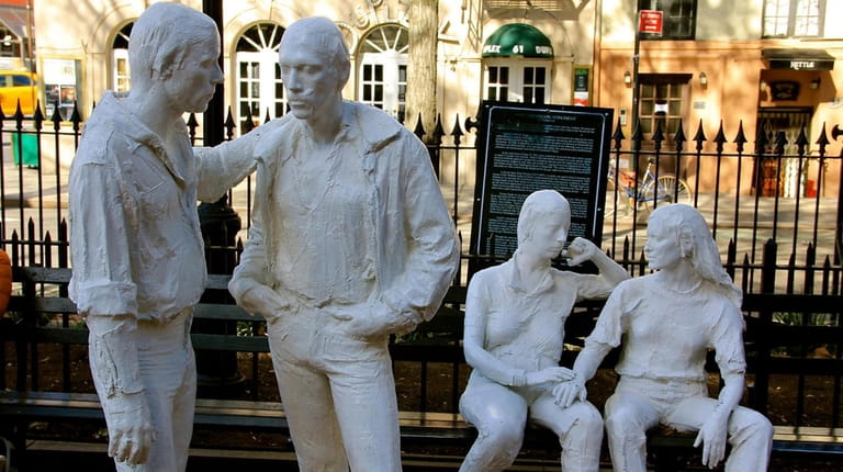 George Segal's sculptures for the Gay Liberation Monument are outside...