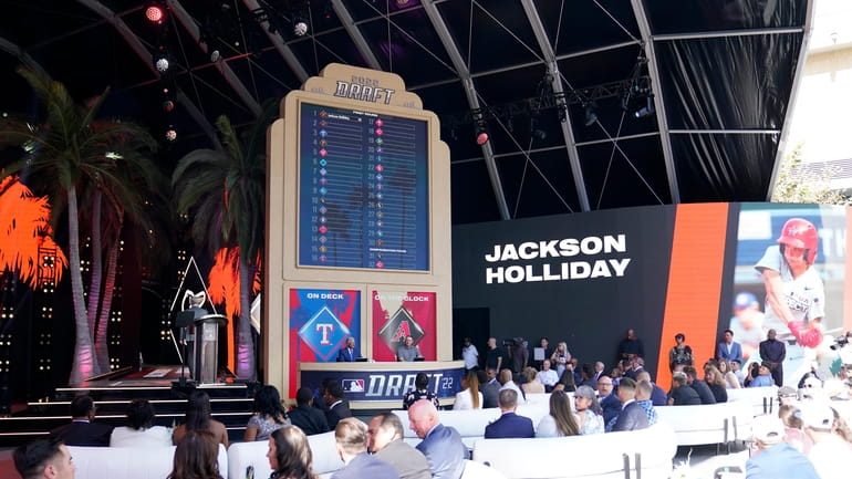 Jackson Holliday is announced as the first pick of the...