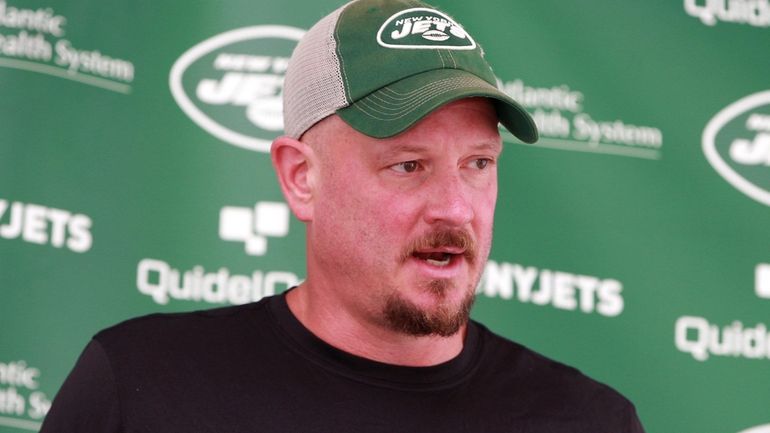 Jets coach Nathaniel Hackett during training camp  in Florham Park, N.J., ...