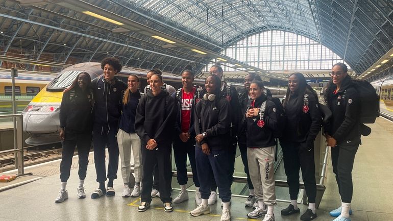 The United States women's National Basketball Team pose for photographs...