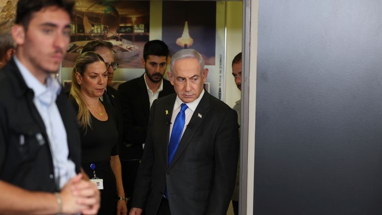 Israeli Prime Minister Benjamin Netanyahu arrives for a press conference...