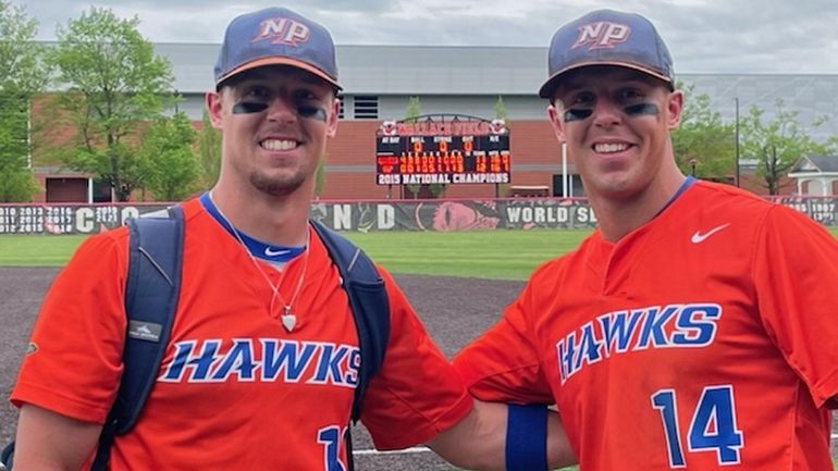 Twin brothers Justin (left) and Nick Harvey from Smithtown are...