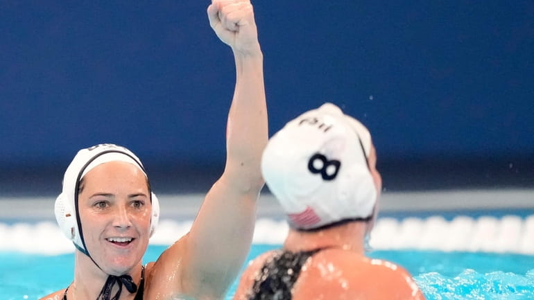 Maggie Steffens of the United States celebrates after scoring during...