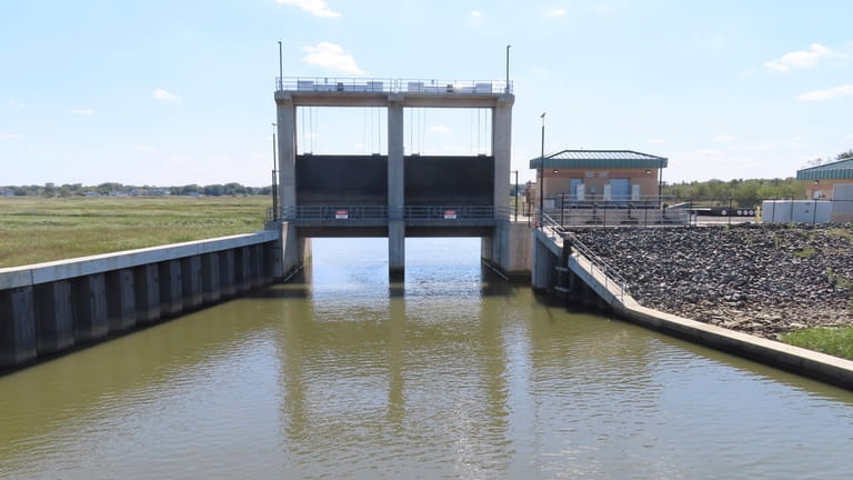 Flood gates, part of a storm protection project, are open...
