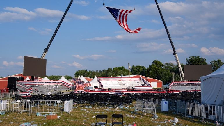 A campaign rally site for Republican presidential candidate former President...