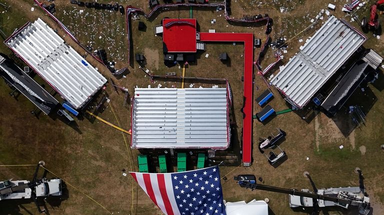 This aerial photo of the Butler Farm Show, site of...