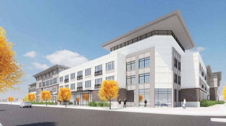 A rendering of the new apartment and retail complex to...