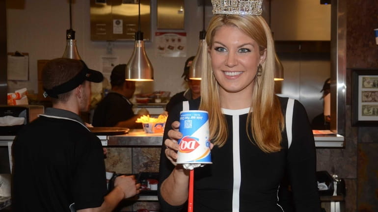 Miss America 2013 Mallory Hagan, 24, of Brooklyn, tests out...