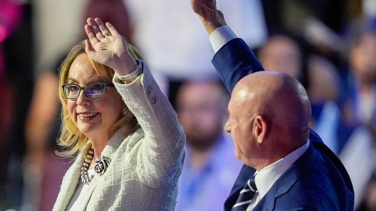 Sen. Mark Kelly, D-Az., and former Rep. Gabrielle Giffords speak...