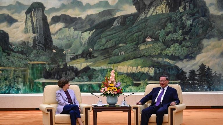 Chinese Premier Li Qiang, right, and French Foreign Minister Catherine...