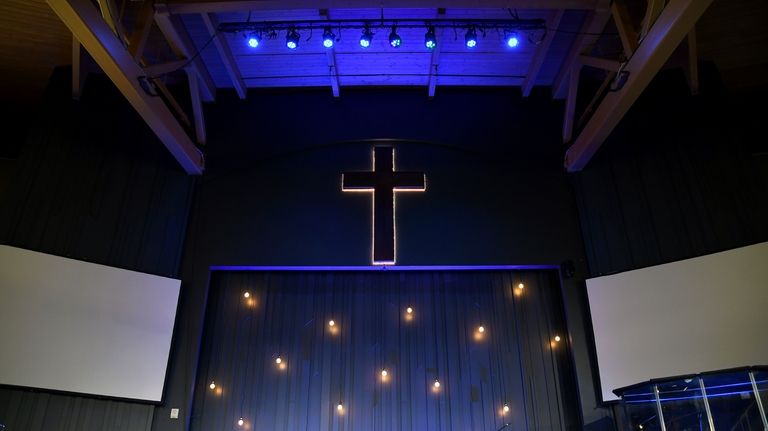 A cross is displayed at The Rock church in Castle...