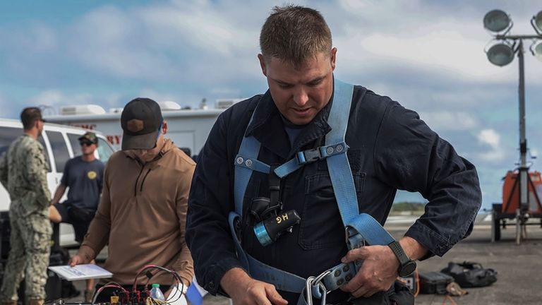 This photo provided by U.S. Marine Corps, A U.S. Navy...