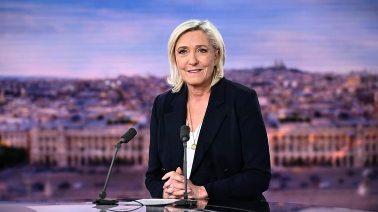 French far-right National Rally (RN) party leader Marine Le Pen...